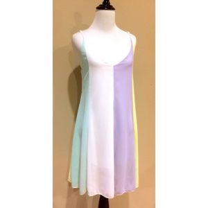 NWT Pastel Multi-Color Chiffon Paneled Swing Dress